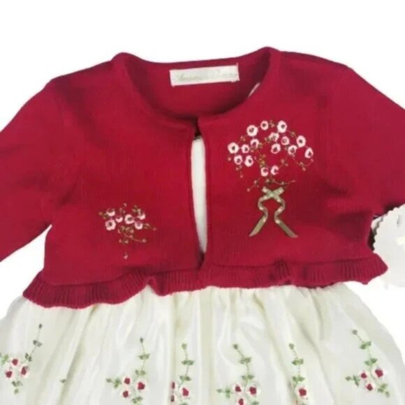 American Princess Floral Red and Ivory Dress Size 6M - Picture 3 of 12
